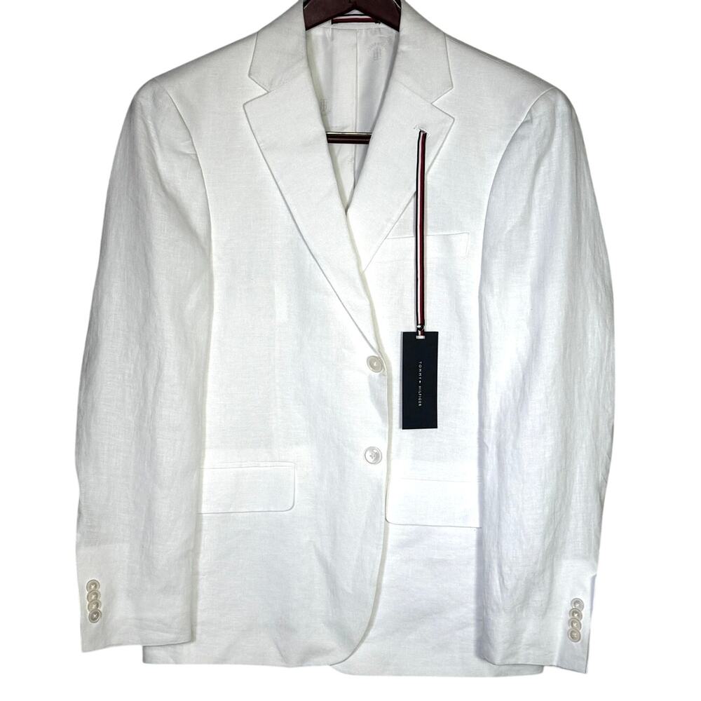 Tommy Hilfiger Men's Modern-Fit 100% Linen Sport Coat Bright White 38S $295